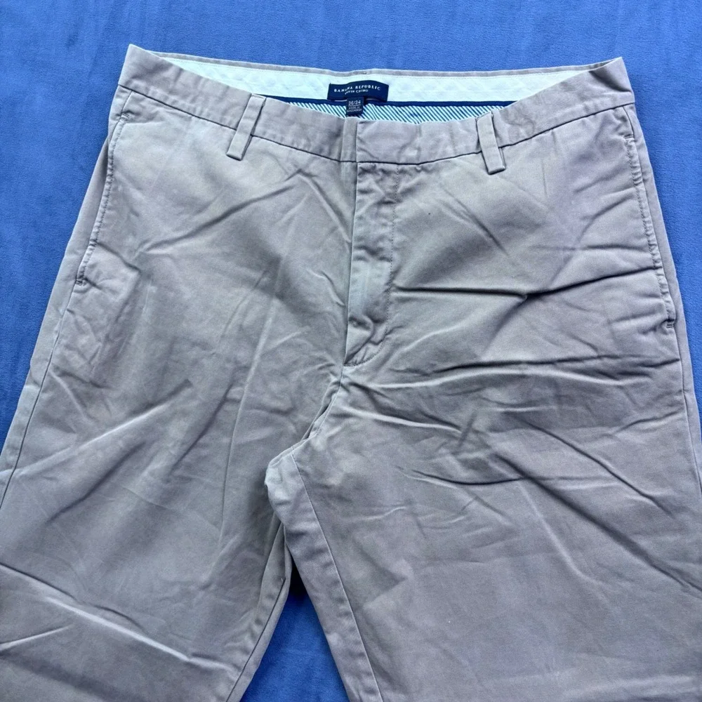 Banana Republic Gavin Chino Khaki Tan Straight Leg Pants Mens 36x34 Cotton Twill